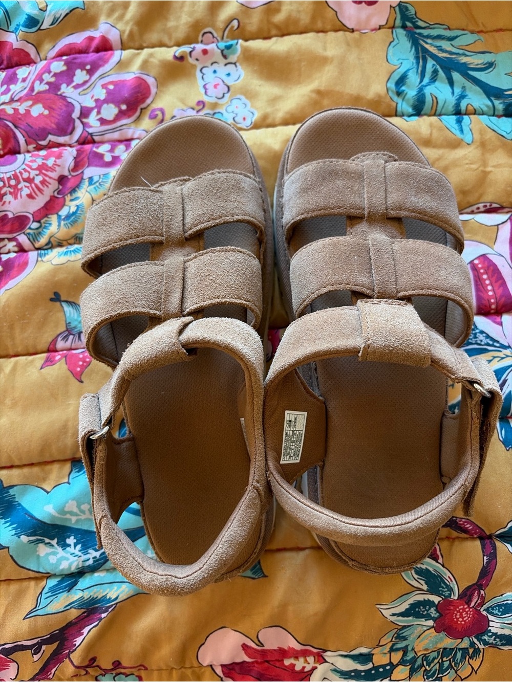 UGG Women's Suede Triple-Strap Sandals in Tan
